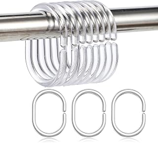 24 Pack Clear Plastic Shower Curtain Hooks, C-Shape Rings Hook for Bathroom Shower Window Rod Curtains Hanger