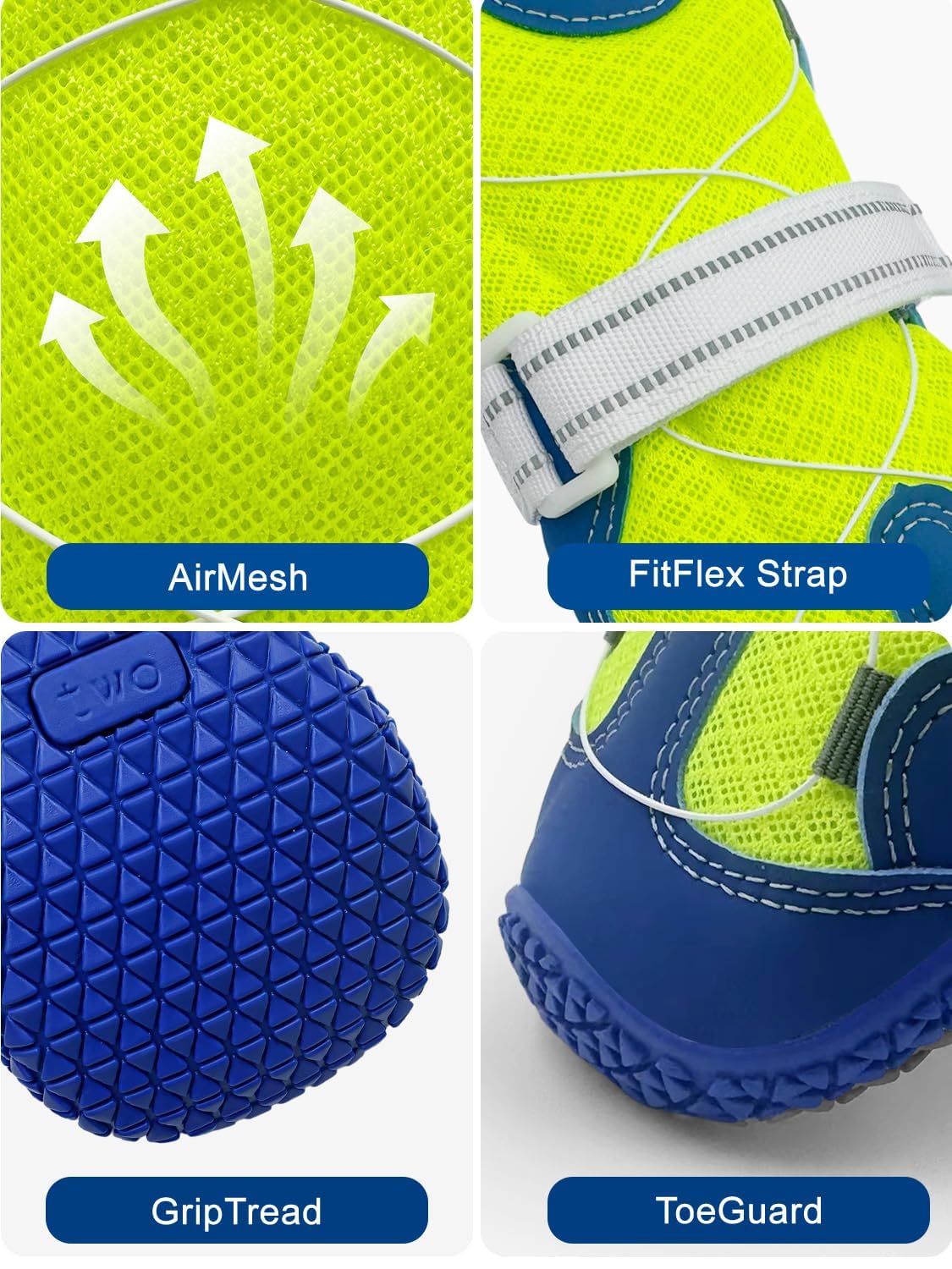 Huafly Hundeschuhe mit Zugknopf, Twist-Lock-Hundeschuhe und Pfotenschutz für kleine, mittelgroße und große Hunde, rutschfeste Sohle, atmungsaktives Netzgewebe, reflektierender Riemen für Wandern
