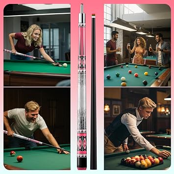 58 Professional Pool Cue, 2-Piece Billiard Stick 12.5mm Tip Low Deflection Pool Sticks,20oz Fiberglass Front & Maple Rear
