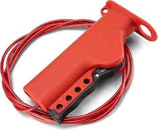 Lockout Tagout Cable Lock, 1 Pack Adjustable Cable Lock, Red Lockout tagout Cable with 3/16'' Diameter, 8' Length Lockout Cable, OSHA Compliant Cable Lock Loto