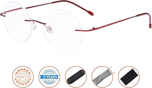 Miniatura 8 de CessBlu Gafas de lectura sin montura redondas para hombres y mujeres, plomizo