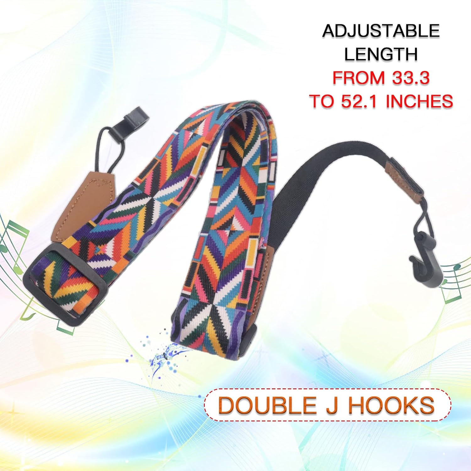 Adjustable No-Drill Ukulele Strap with Double J Hooks image 4