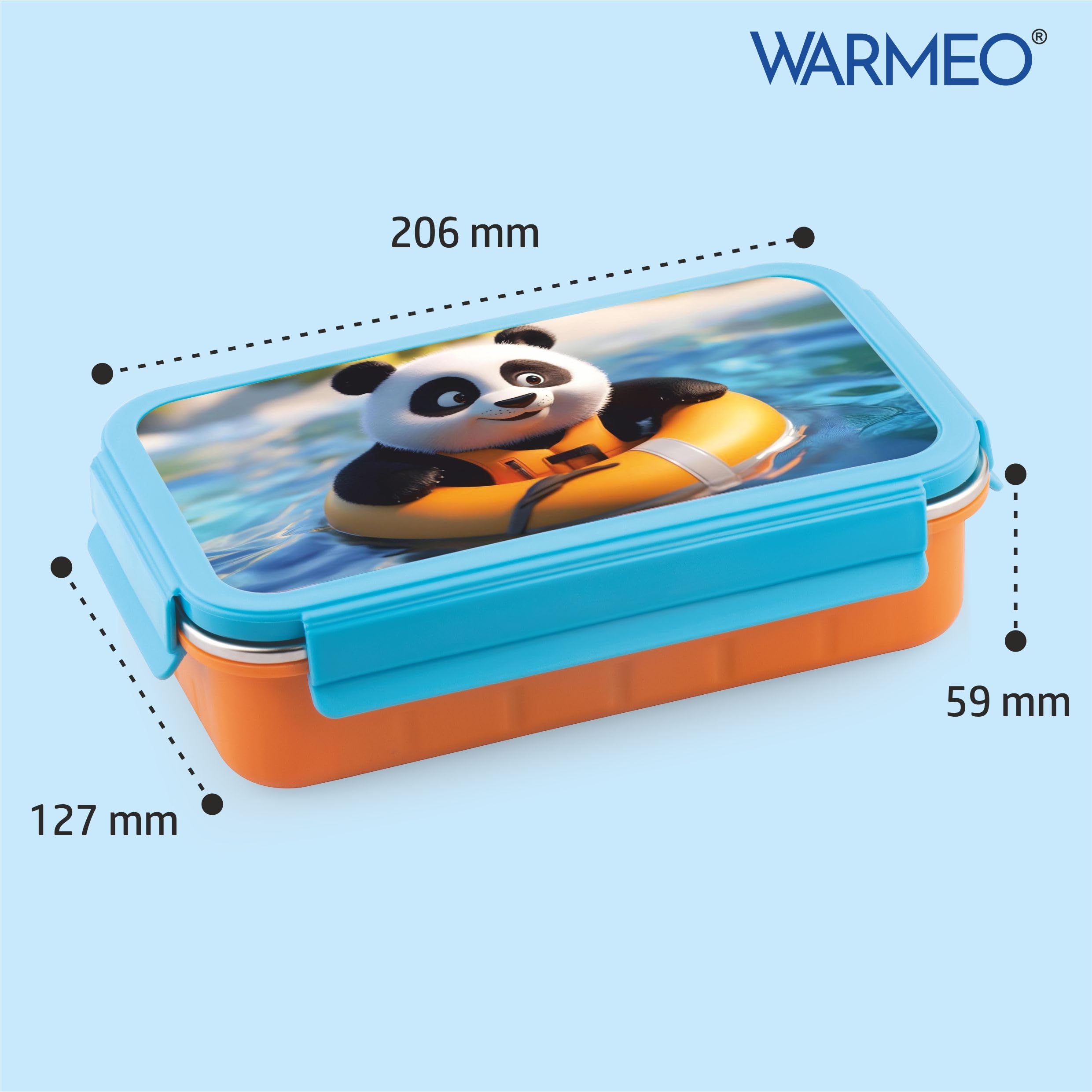 WARMEO Cosmic 3D Print Insulated Lunch Box with Two Compartment BPA Free, Kids Lunch Box,Food Grade Ideal for School, Picnic,& Outdoor - 600 ml Panda, Stainless Steel — Amazon image 5