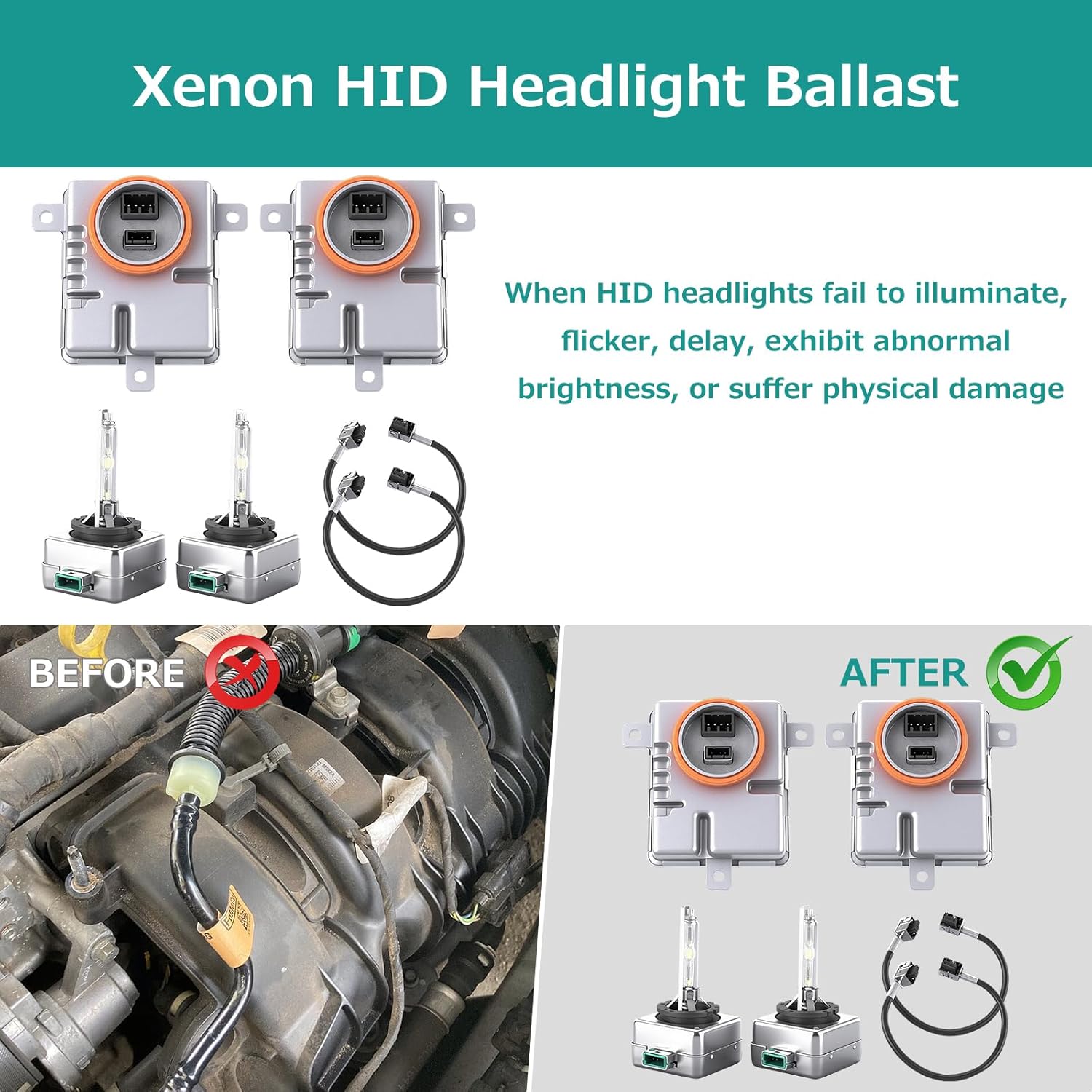 W003T21971 Xenon HID Ballast Headlight Control Unit with D3S Bulb Kit Compatible with 2011-2021 for Chrysl-er 300 Replace 68170821AA 8K0941597 Computer Headlight Ballast D3S 35W Headlamp Bulb