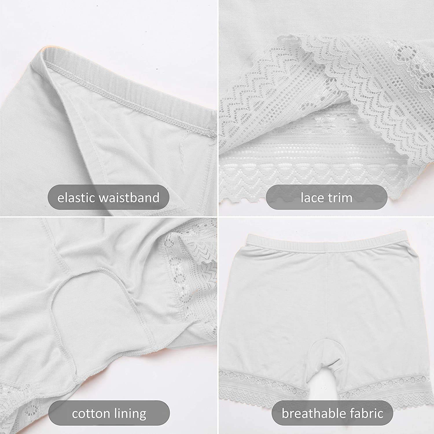 QSN STUFF Woman/Ladies Cotton Silk Yoga Shorts (White-White, Small, Set of 2) 3