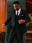 MAGE MALE Men's 3 Pieces Suit Elegant Solid One Button Slim Fit Single Breasted Party Blazer Vest Pants Set