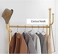 Vista 5 de SKVLF Perchero moderno con estantes y ganchos, marco de metal y base de mármol, perchero independiente para colgar ropa, ahorro de espacio