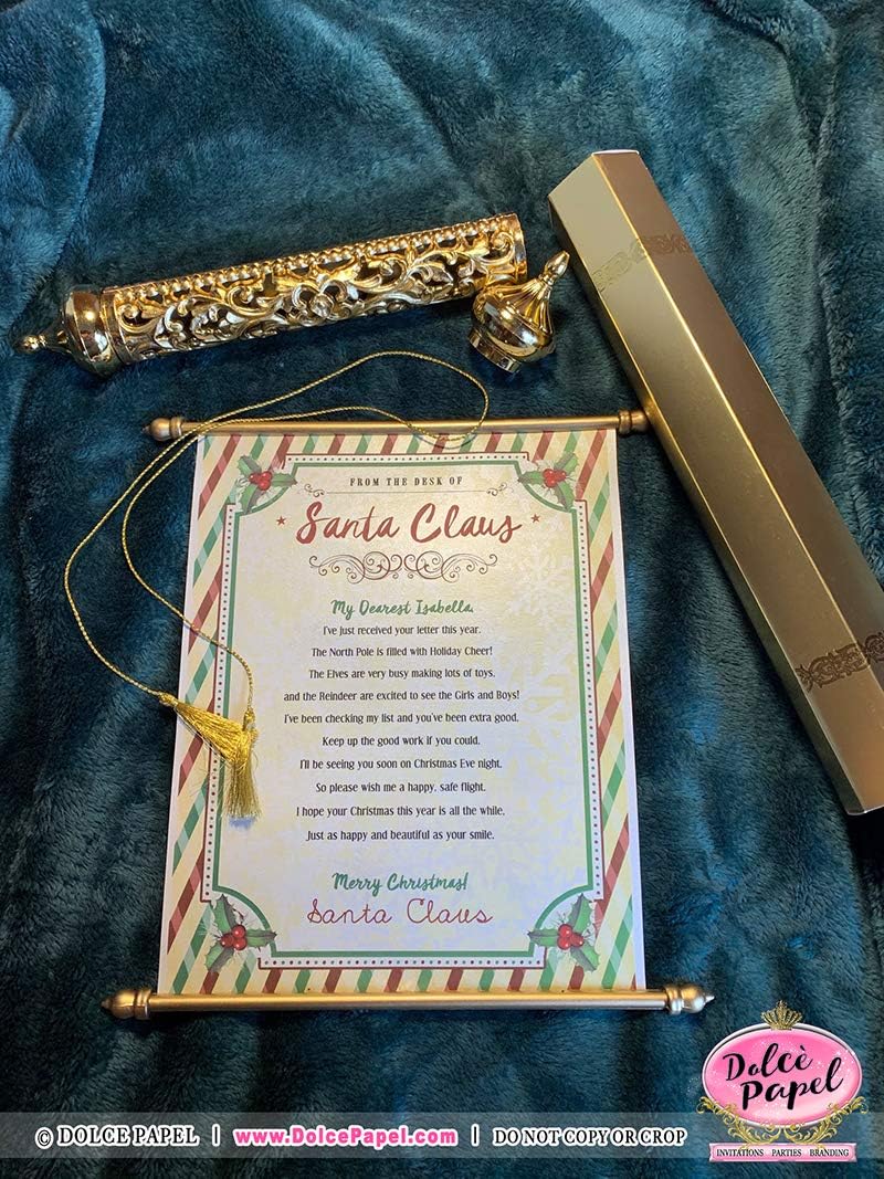 Real Golden Scroll Custom LETTERS FROM SANTA Large Scrolls Design 1
