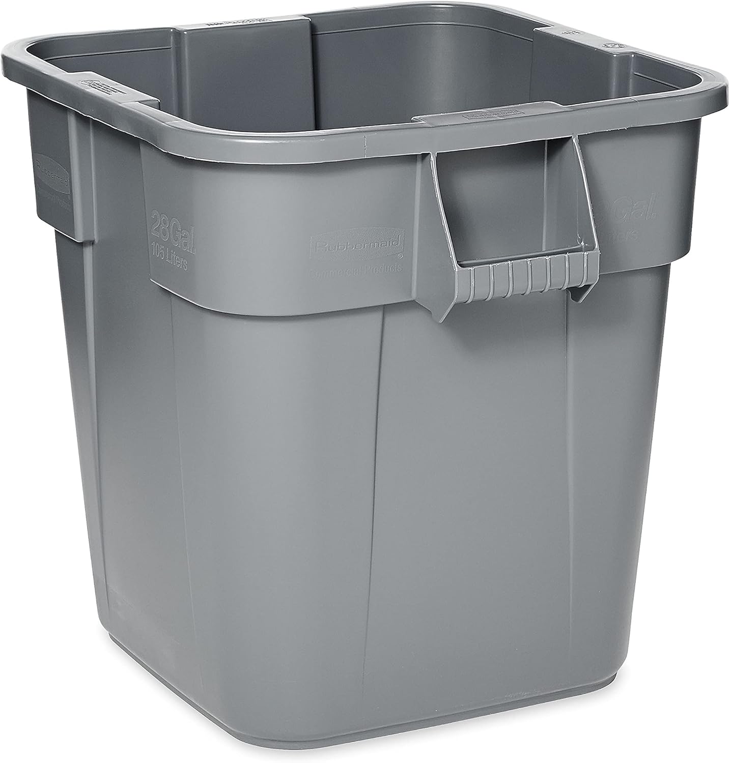 Rubbermaid 352600GY Brute Container, Square, Polyethylene, 28gal, Gray