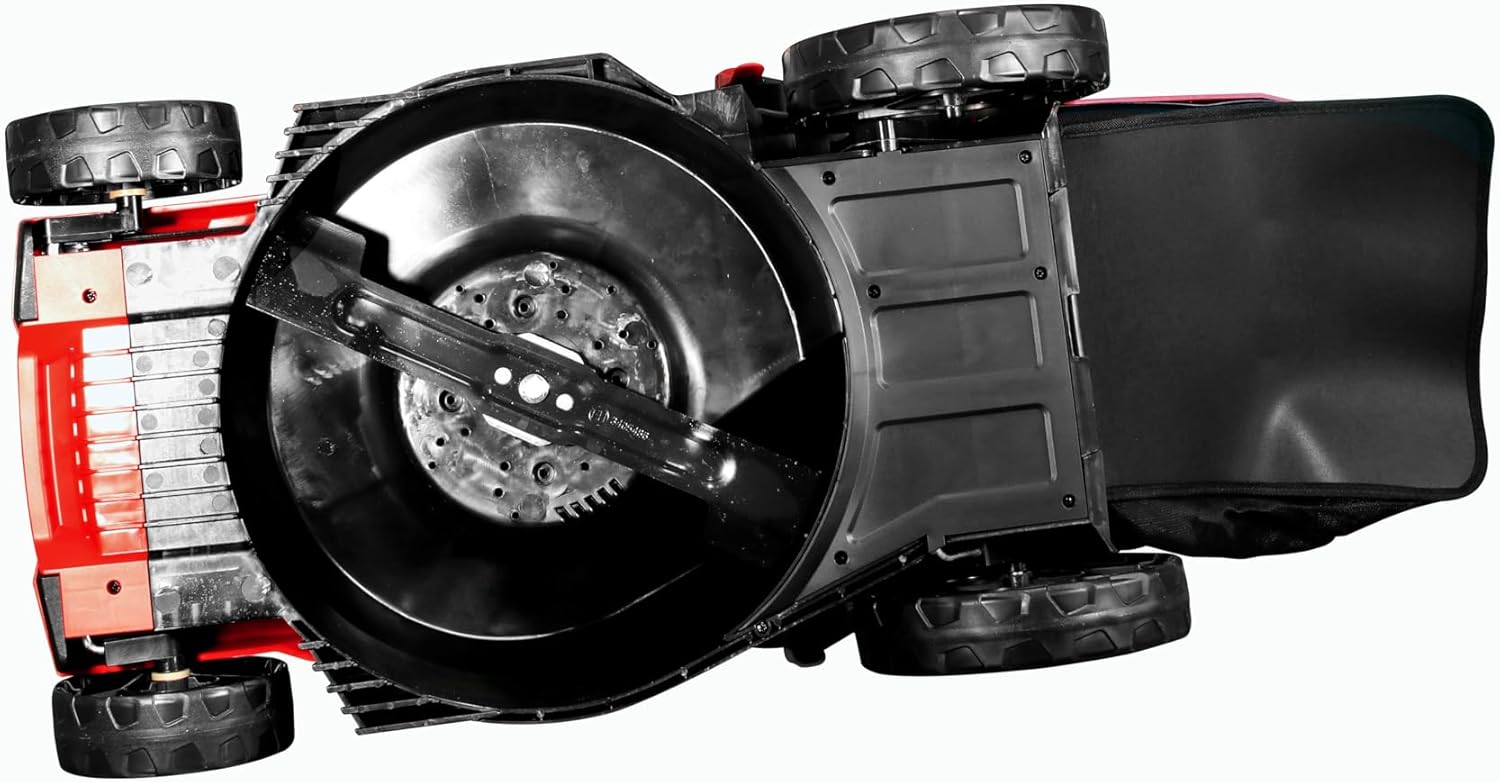 Underside of Einhell GE-CM 36/37 Li-Solo lawn mower showing blade