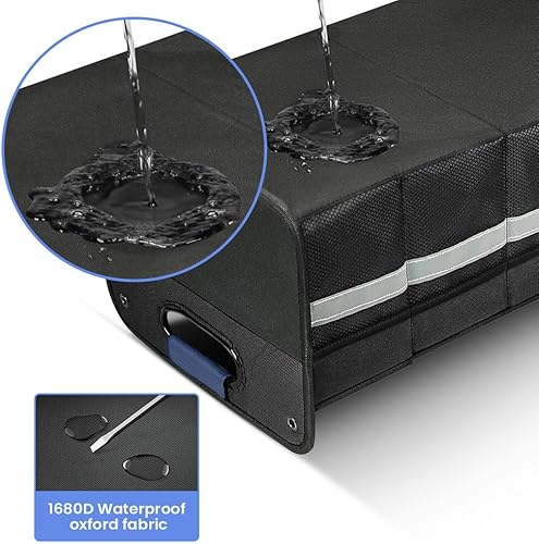 Miniatura 9 de Organizador de maletero de automóvil para SUV, organizador de almacenamiento de automóvil, asas reforzadas, plegable, multicompartimento, plegable e