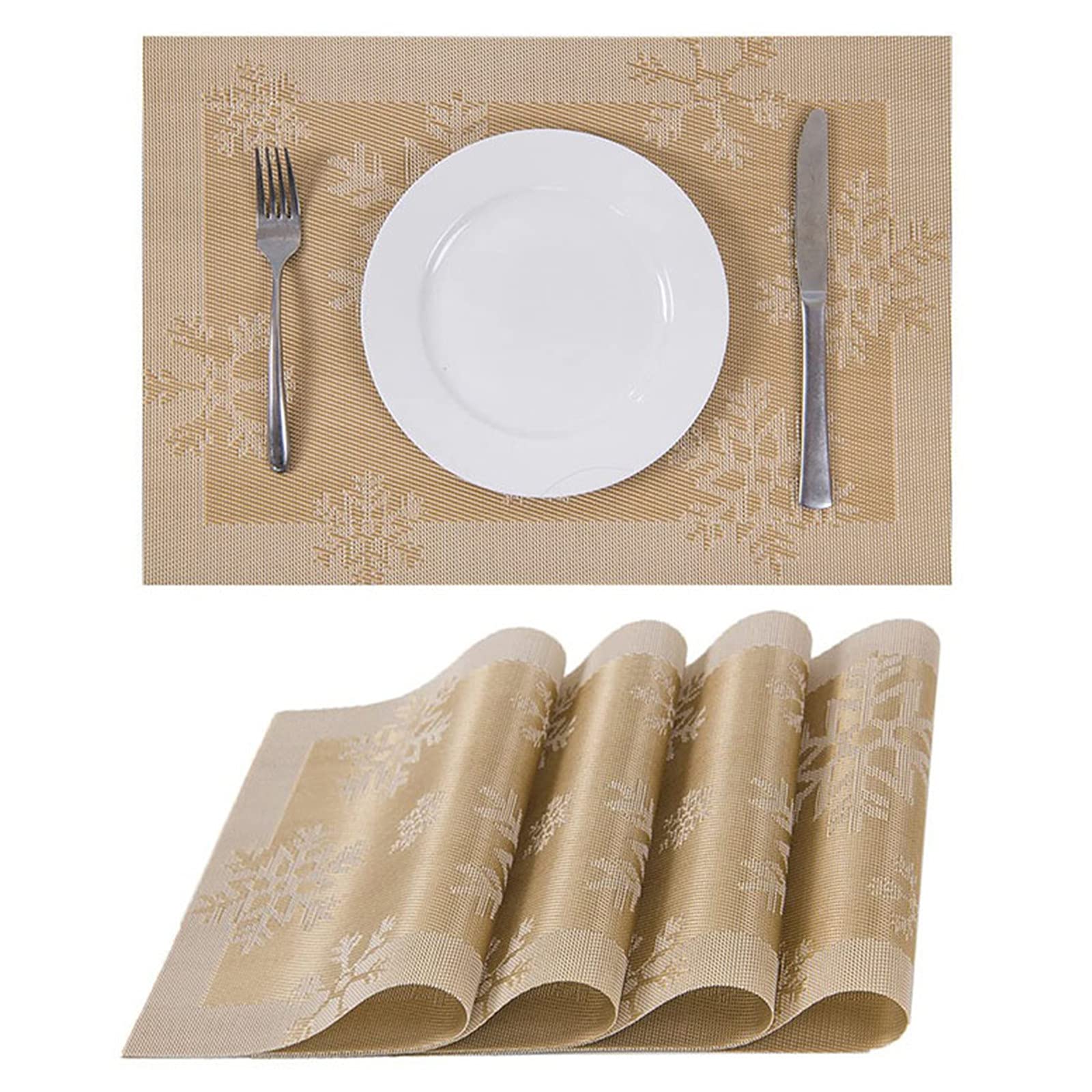 Juego de 4/8 manteles Individuales, tapetes Antideslizantes ecológicos para Fiestas de Navidad, Bodas, decoración al Aire Libre, 45x30cm (Rojo,Dorado,Plateado)