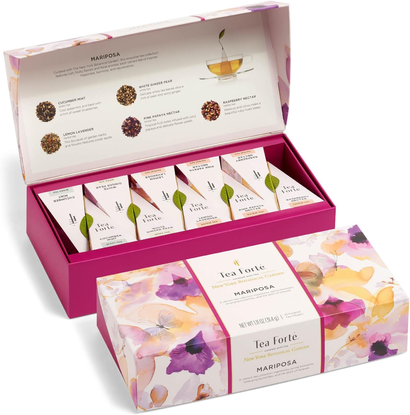 Tea Forté Colección Mariposa | Caja con 10 Pirámides de Té Surtido de ...