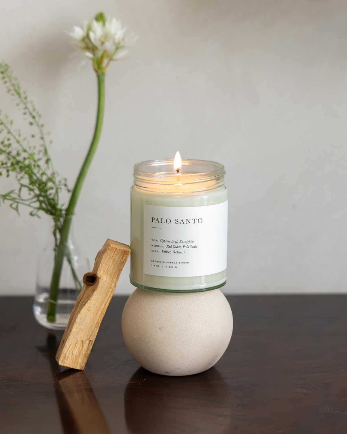 Brooklyn Candle Studio Palo Santo Jar Candle - Cedar and Eucalyptus Luxury Scented Candle, Vegan Soy Wax, Hand Poured in The USA, 50 Hour Slow Burn Time - 7.5 oz