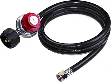 0-30 PSI Adjustable Propane Gas Regulator with 4 Feet Hose for Grill Burner | High Pressure Propane Regulator Hose with QCC1 Type 1 Tank Fitting for Gas Grill Burner Turkey Fryer Cooker and Firepit