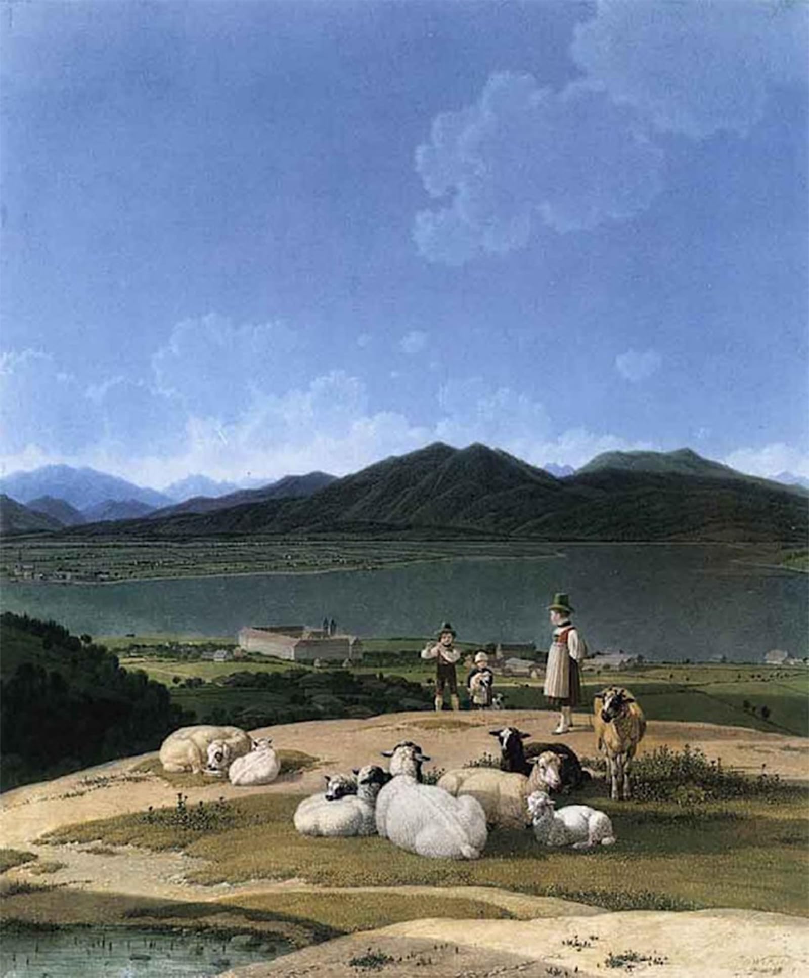 RZHRHJES Abstract Painting Poster Art Print Canvas Print Poster View of Lake Tegern by Wilhelm Von Kobell Landscape Canvas Painting for Home Decor 60x90cm