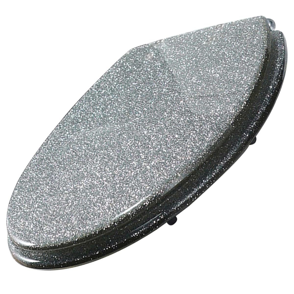 Extended Silver Resin Toilet Seat, Slow Close Lid, Quick Release Cover Metal, Hinges Easy Clean, Adjustable, Lightweight, Durable, Portable, User-Friendly, Compact, Elongated, Sparkly
