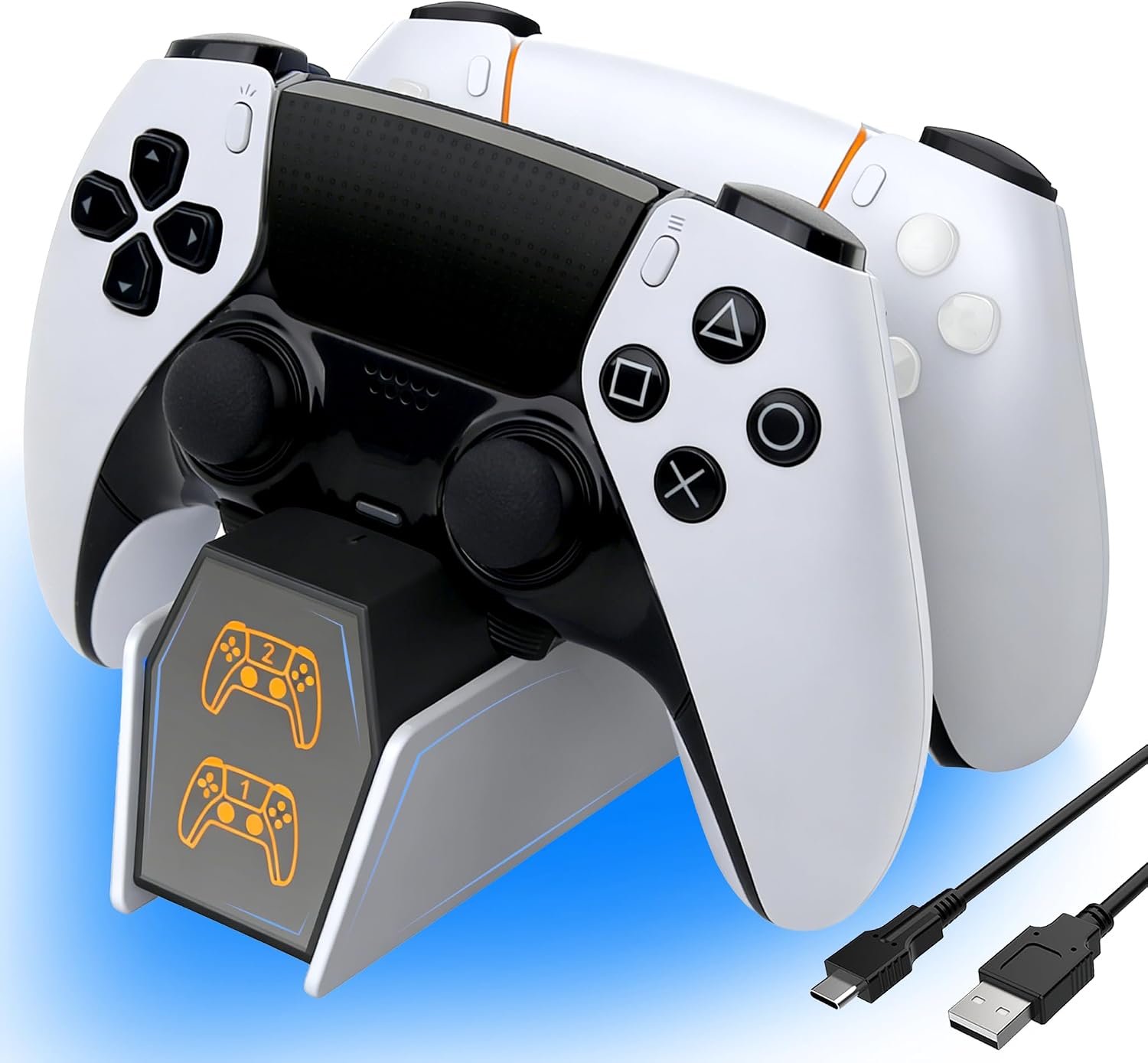 SOTY PS5 Controller Charging Station for DualSense & Edge, Dual Charger | Fast PS5 controllers charging dock. Compatible with DualSense and DualSense Edge controllers, LED indicators