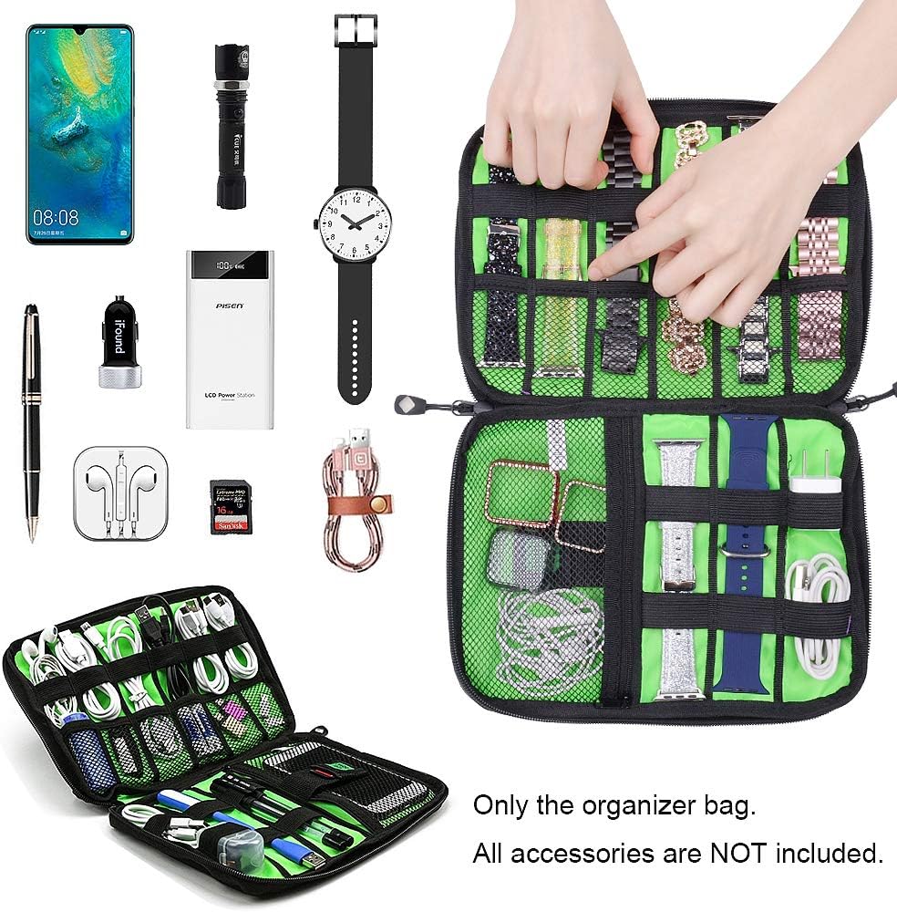 iiteeology Smartwatch Accessories Organizer, Universal Electronics Accessories Travel Storage Bag for Watch Bands, Extra Pocket for Magsafe Charger, Cable, Headphone, USB, SD Cards, Purple : Cell Phones & Accessories