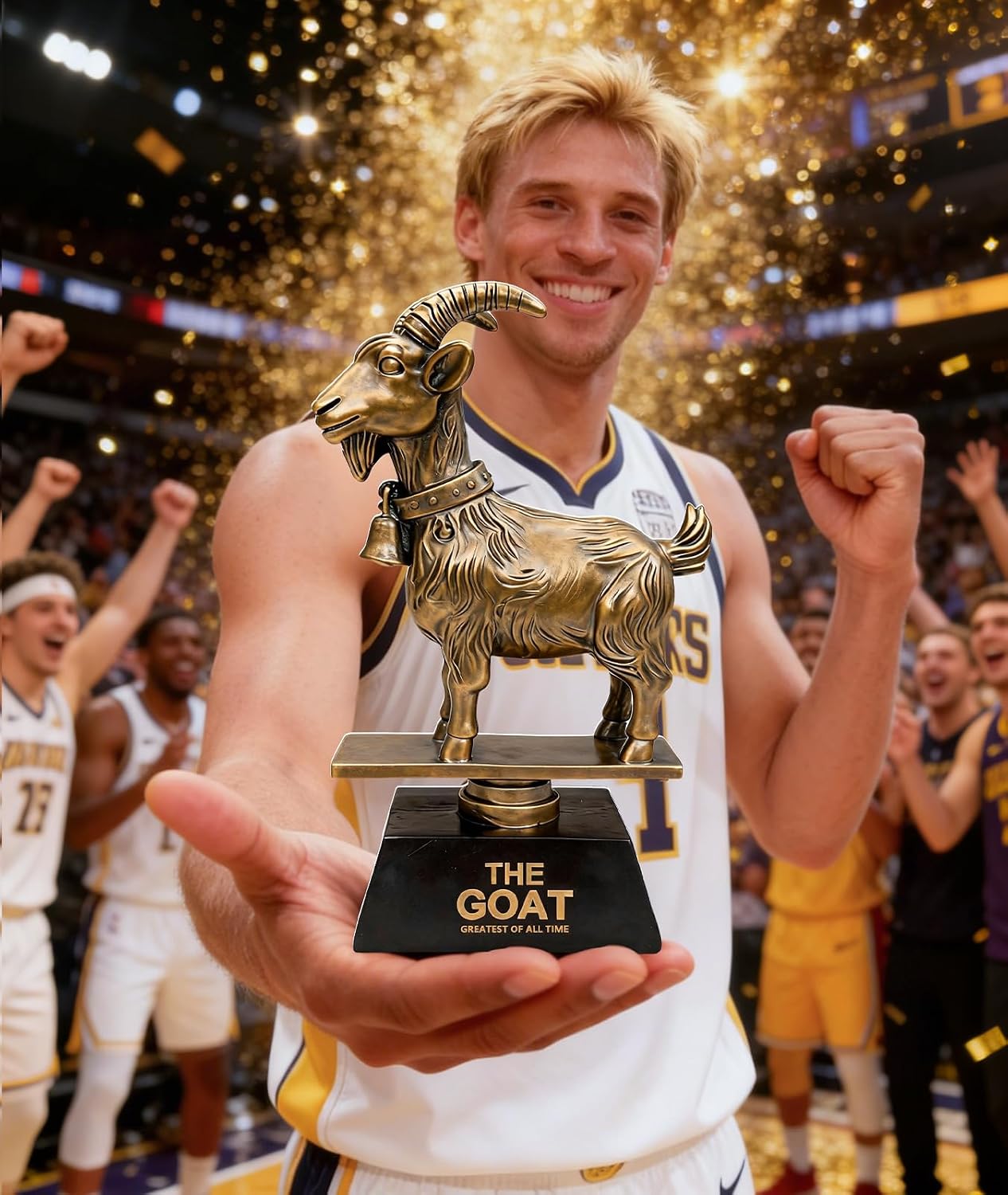 The Goat Trophy Award - Greatest of All Time Funny Trophy for Winners with Golden Engraved Plate - Perfect for Competitions, Office and Party Winners - Unique Goat Decor (Square Bottom)