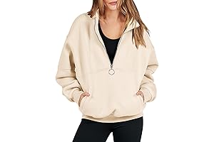 ANRABESS Women's Oversized Half Zip Fleece Sweatshirts Quarter Zip Pullover Top Fall...