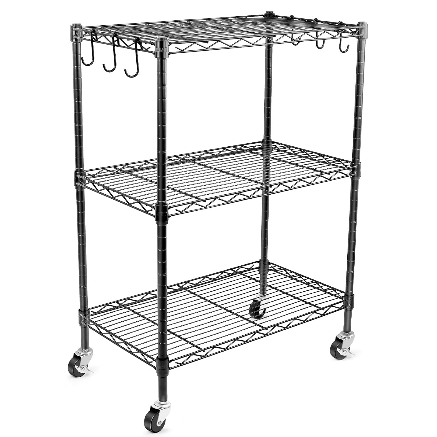 5-Shelf Shelving Storage Units on Wheels Casters, Adjustable Heavy Duty Metal Shelf Wire Storage Rack for Home Office Garage Kitchen Bathroom Organization(16”Wx36”Dx72”H), Black: Industrial & Scientific