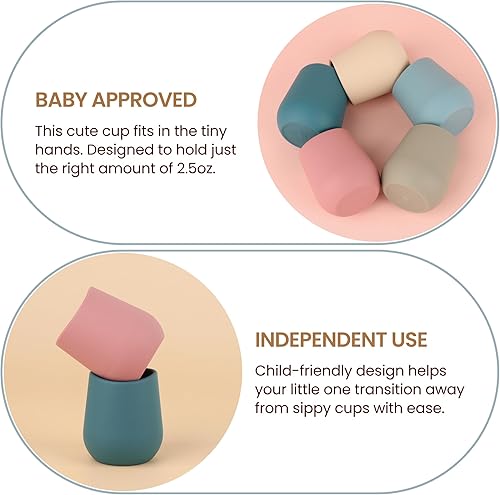 Miniatura 4 de Vasos de silicona para bebés de 6 a 12 meses, tazas pequeñas de silicona abiertas para el destete LED del bebé, paquete de 2 (color 2)