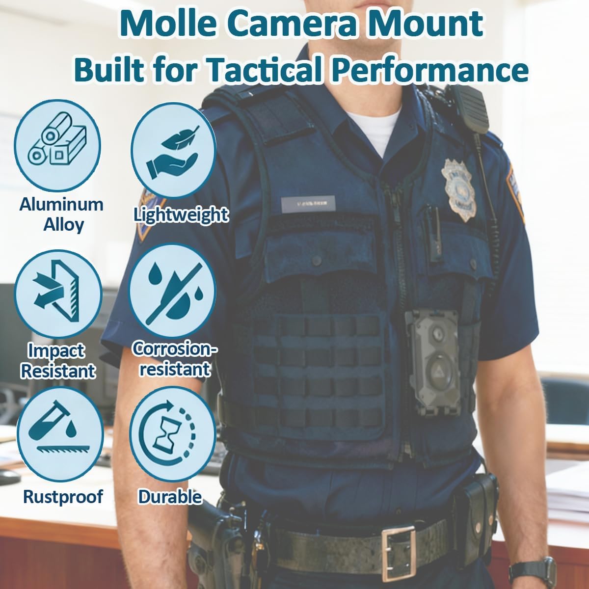 Camera Mount - Compatible with Axon Body Cameras 2/3/4, Lightweight Aluminum Alloy Construction, Suitable for Uniforms (Single)
