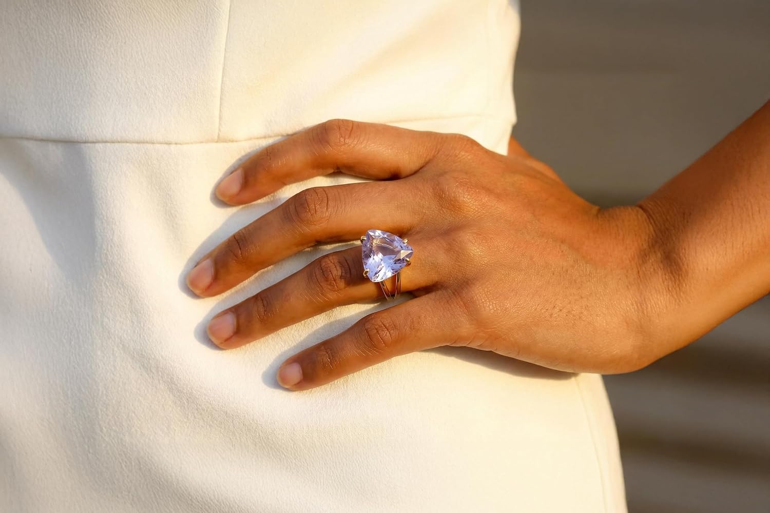 Flashy Tanzanite Jewelry Ring - Elegant Trilliant Cocktail Ring - Large Gemstone Silver Rings, Fashion Rings, Statement Rings - Customizable Jewelry for Women - with Fancy Box