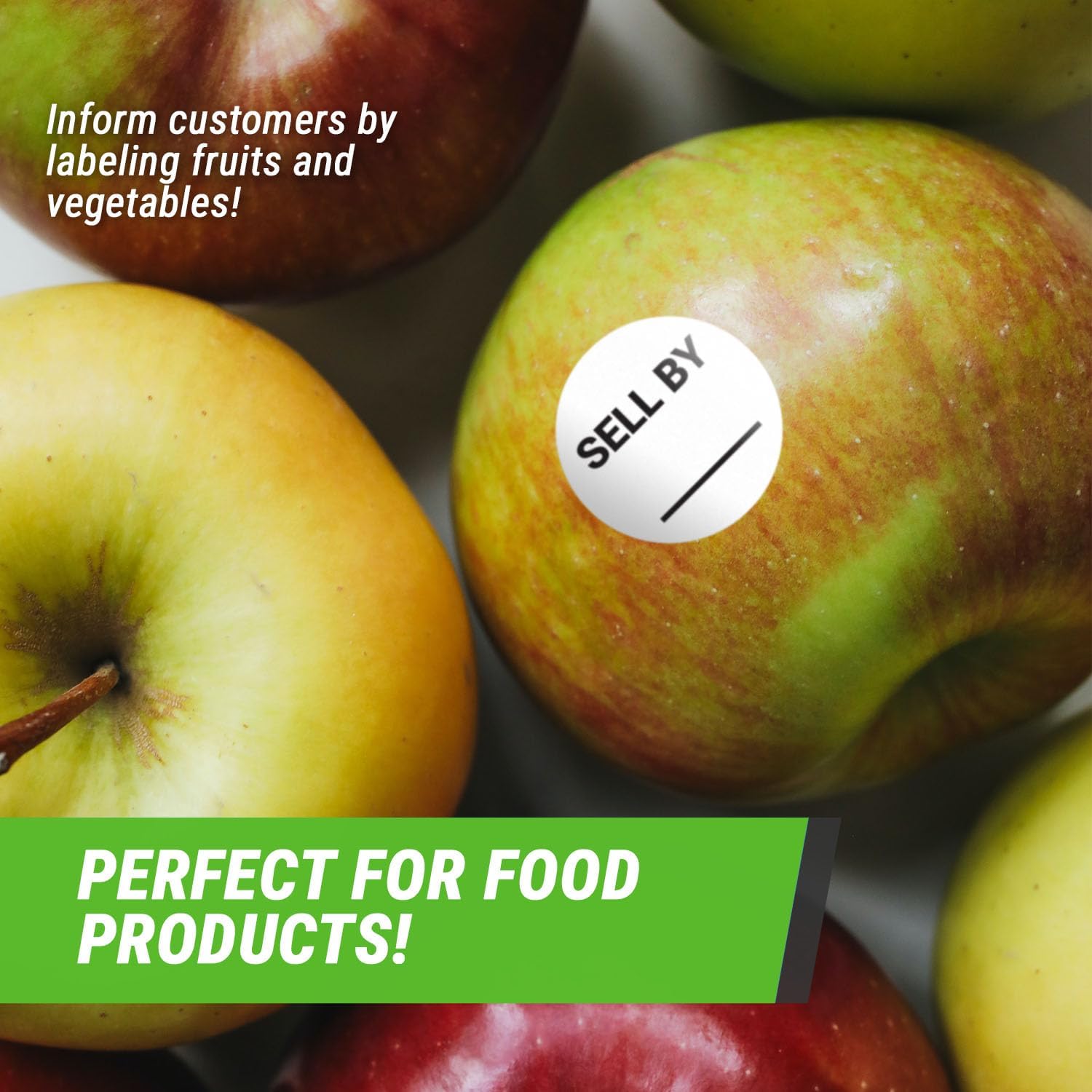 Sell By/Expiration Food Date Labels (1.5 inch, Round - 600 Labels) Sell by Date Stickers for Food Service, Food Rotation, Best Before Prep Sticker with Writable Blank Space