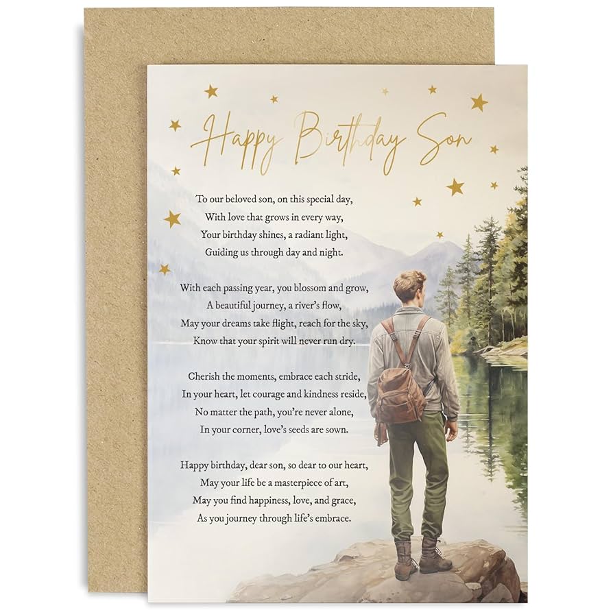 Amazon.com : Happy Birthday Son Greeting Card - Heartfelt Poem Birthday Card for Son - Adult or Teenager - To a Special Son on His Birthday Card - Gold Foil Wildlife Mountains amazon-com-happy-birthday-son-greeting-card-heartfelt-poem-birthday-card-for-son-adult-or-teenager-to-a-special-son-on-his-birthday-card-gold-foil-wildlife-mountains