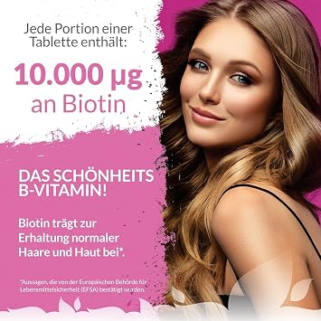 Biotin Hair Growth Supplement 365 Tablets (Full Year Supply) - 100% MONEY BACK GUARANTEE – Nu U High Strength Biotin 10000 mcg Vitamin B7 for Healthy Hair Nails & Skin - Suitable For Vegetarians – Double Strength
