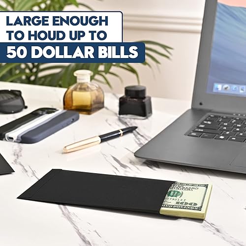 Vista 3 de Paquete de 100 sobres de efectivo para presupuesto, 6.7 x 3.5 pulgadas, paquete grande de sobres de dinero autoadhesivos para dinero en efectivo