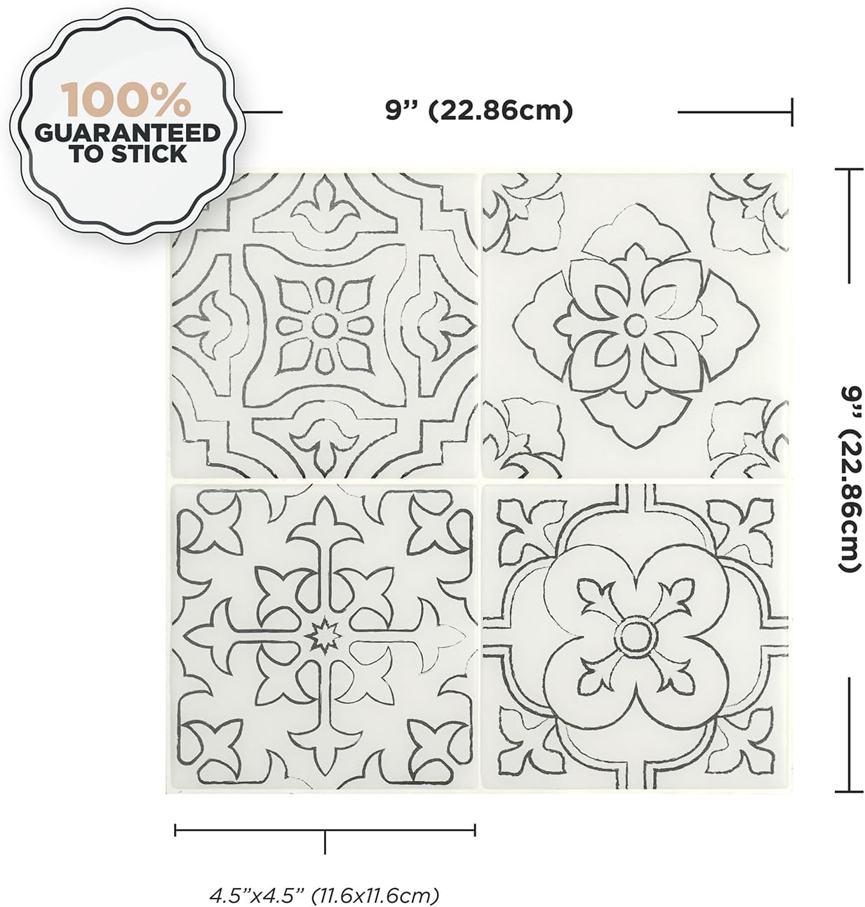 SMART TILES Peel and Stick Backsplash - 5 Sheets of 9" x 9" - 3D Adhesive Peel and Stick Tile Backsplash for Kitchen, Bathroom, Wall Tile