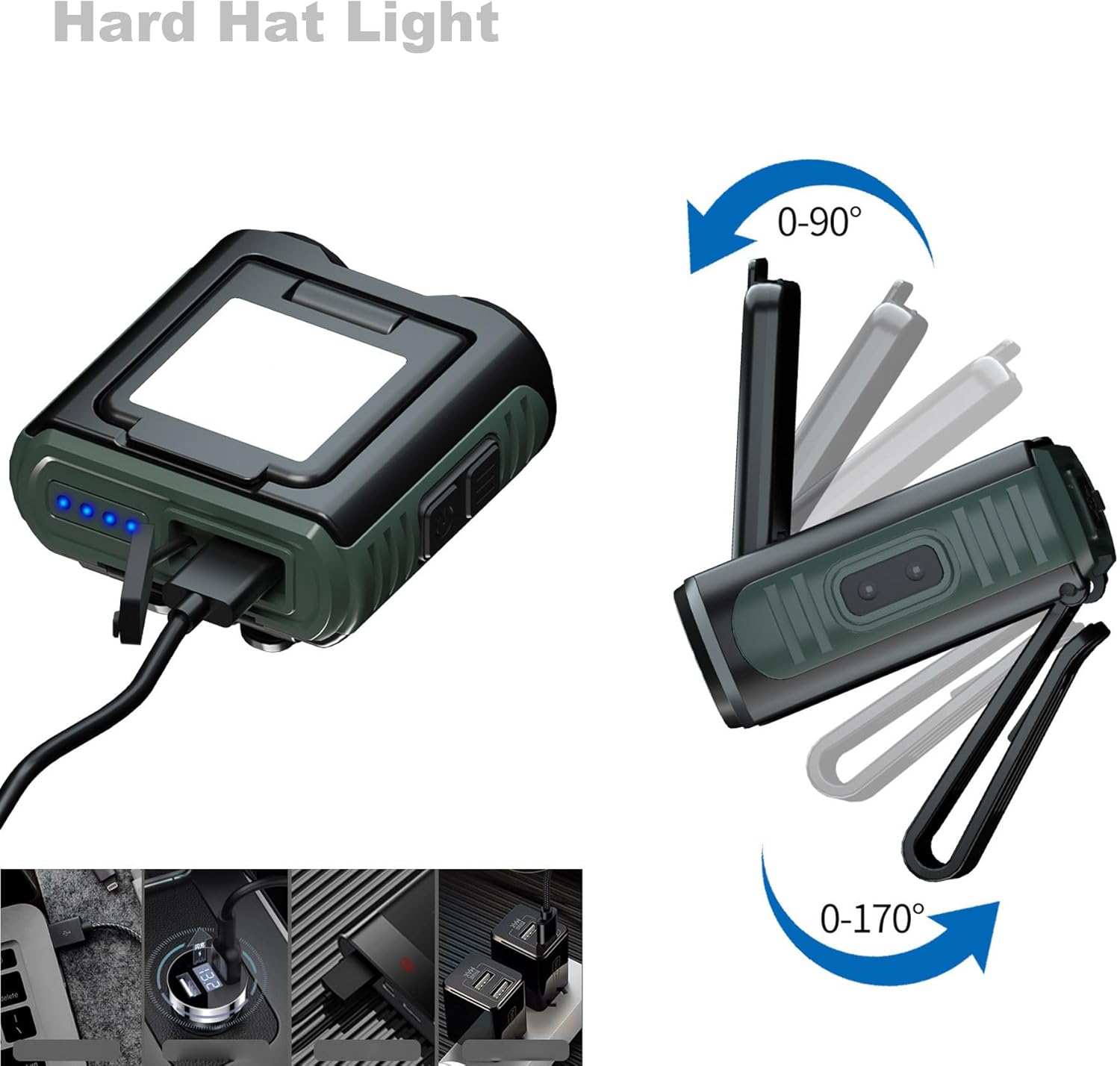 GRACETOP LED Small Flashlight, 350Lumens Clip on Cap Light Light, Portable USB Rechargeable Pocket Lights with 5 Modes Compact Baseball Cap Lights Indoor and Outdoor for Walking