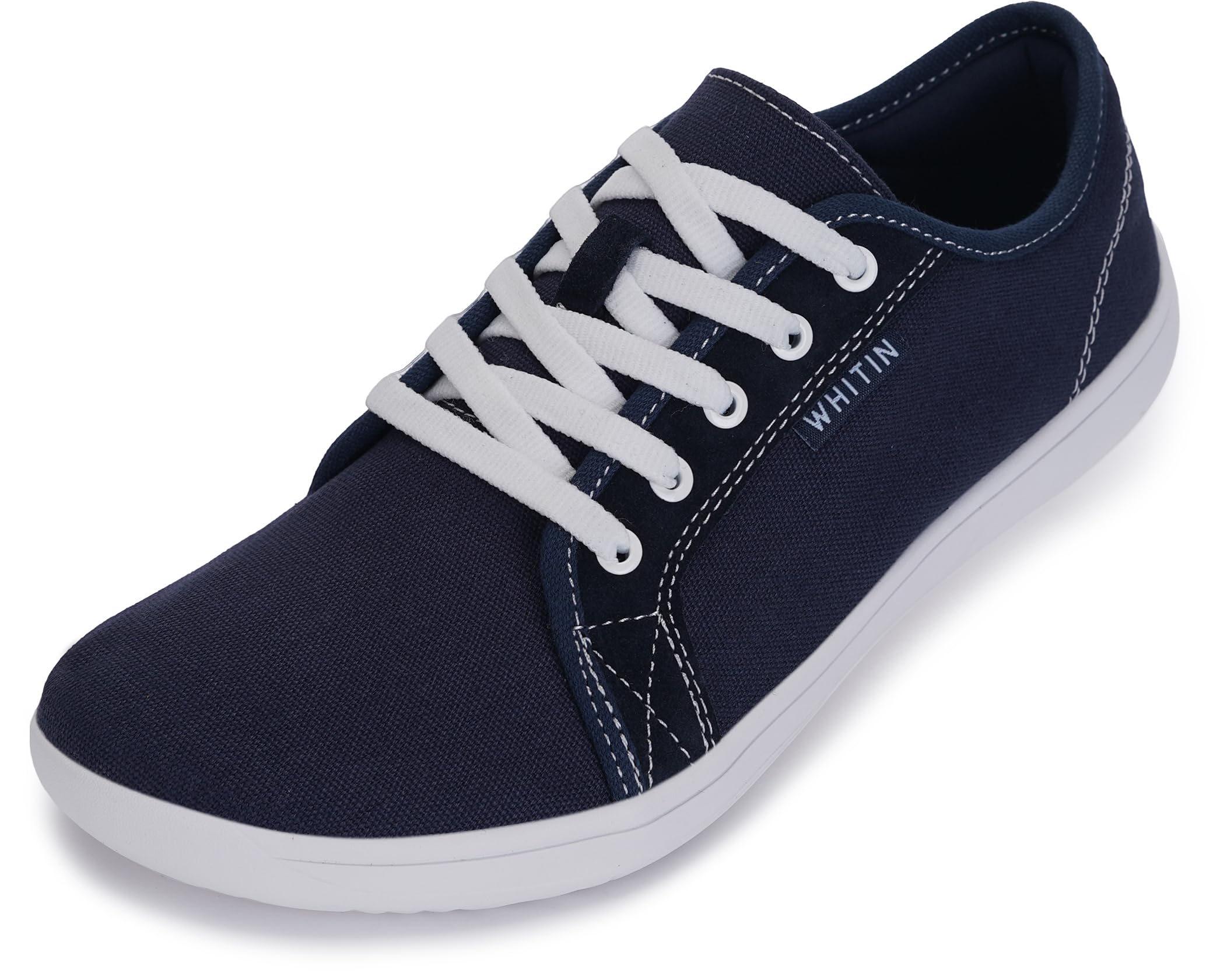 WHITIN Women's Canvas/Leather Barefoot Shoes | Wide Width Minimalist Sneakers | Classic Fit Low Top