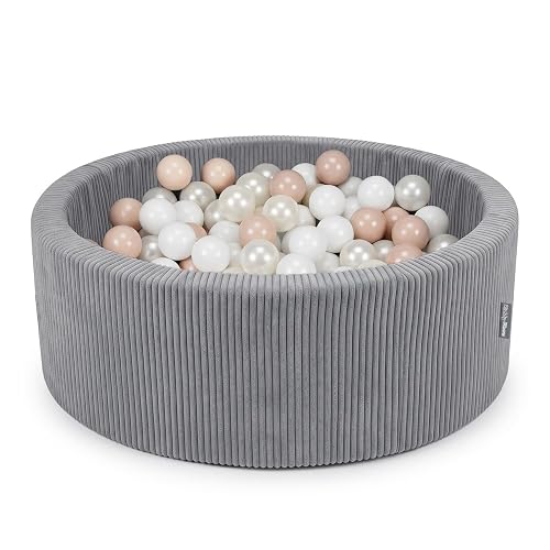 KiddyMoon Piscina para Bebé Y Niño, 90 X 30 Cm con 200 Bolas, Piscina Infantil De Espuma Suave