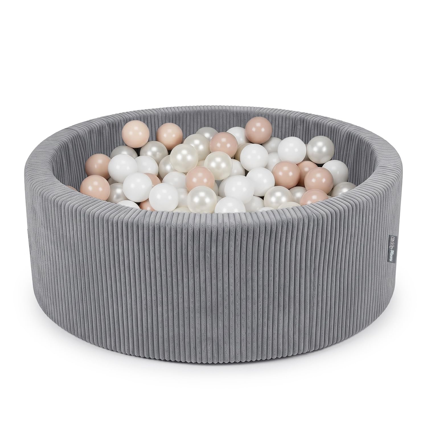 KiddyMoon Ball Pit For Baby And Toddler, Soft Play Ball Pit, 90 X 30 Cm With 200 Balls, Soft Foam Ball Pool, Ribbed Washable Cover