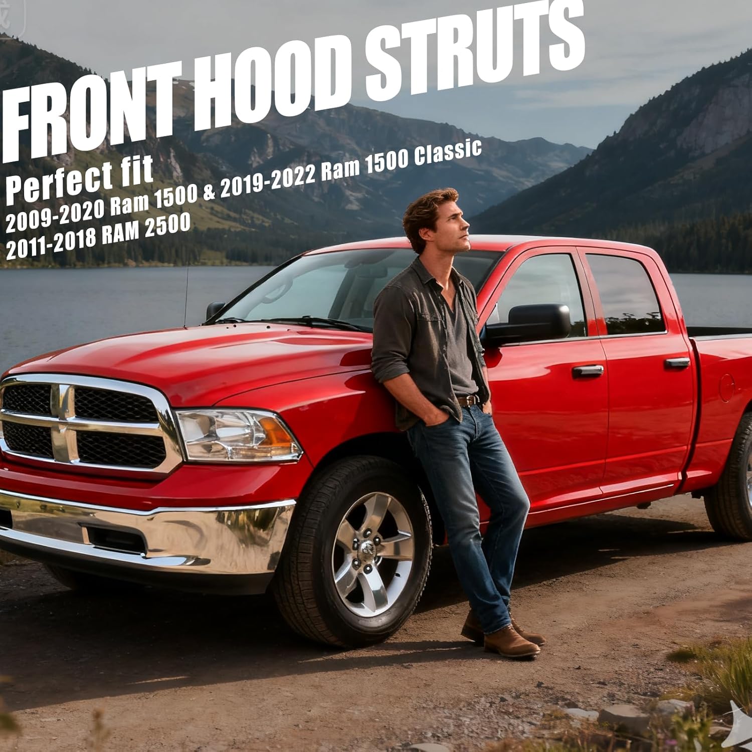 Vepagoo Front Hood Struts for Dodge Ram 1500 2008-2022, Ram 2500 2011-2018, Bonnet Lift Supports Pickup 2/4-Door Engine Hood Rods, Replacement Shocks of OEM 6659, 10259