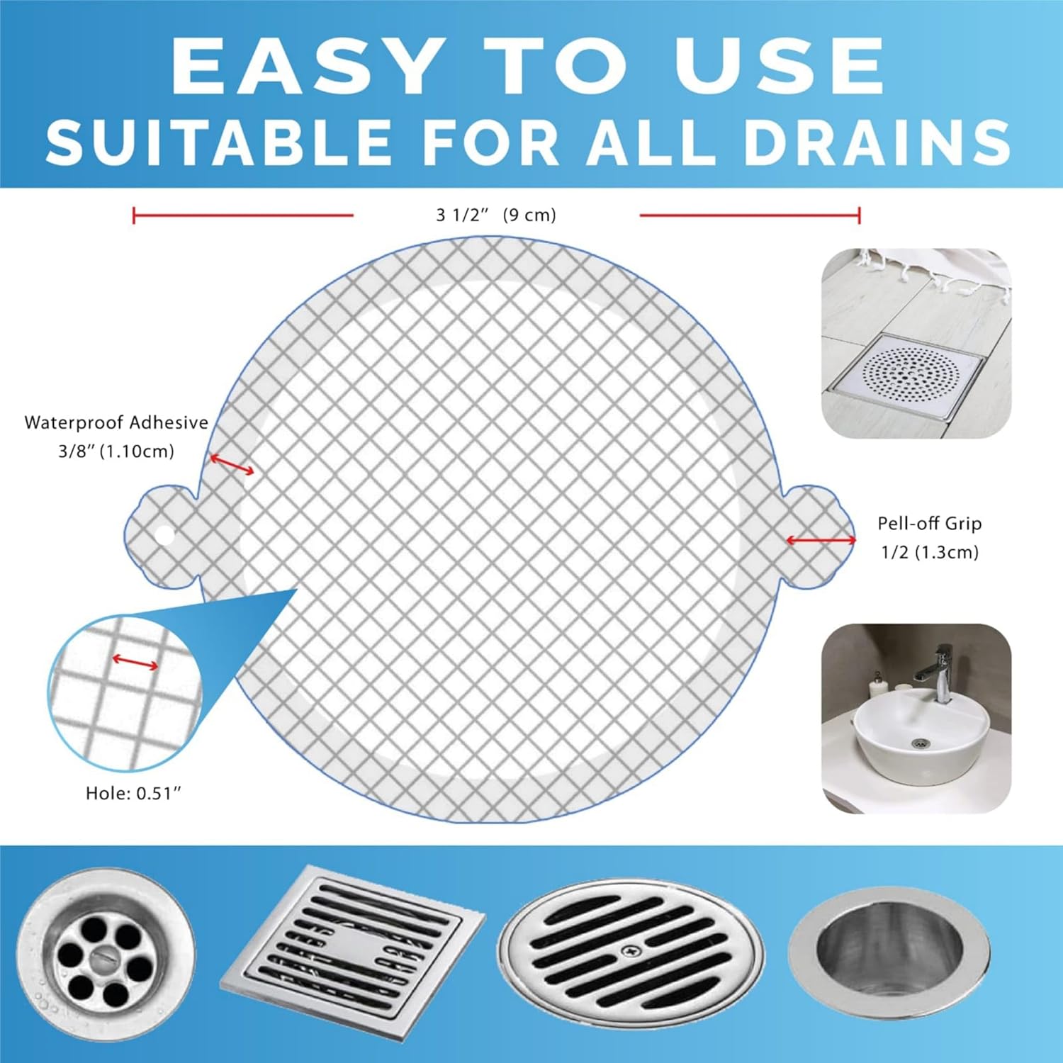 Hair Catcher Shower Drain Disposable Mesh Stiers