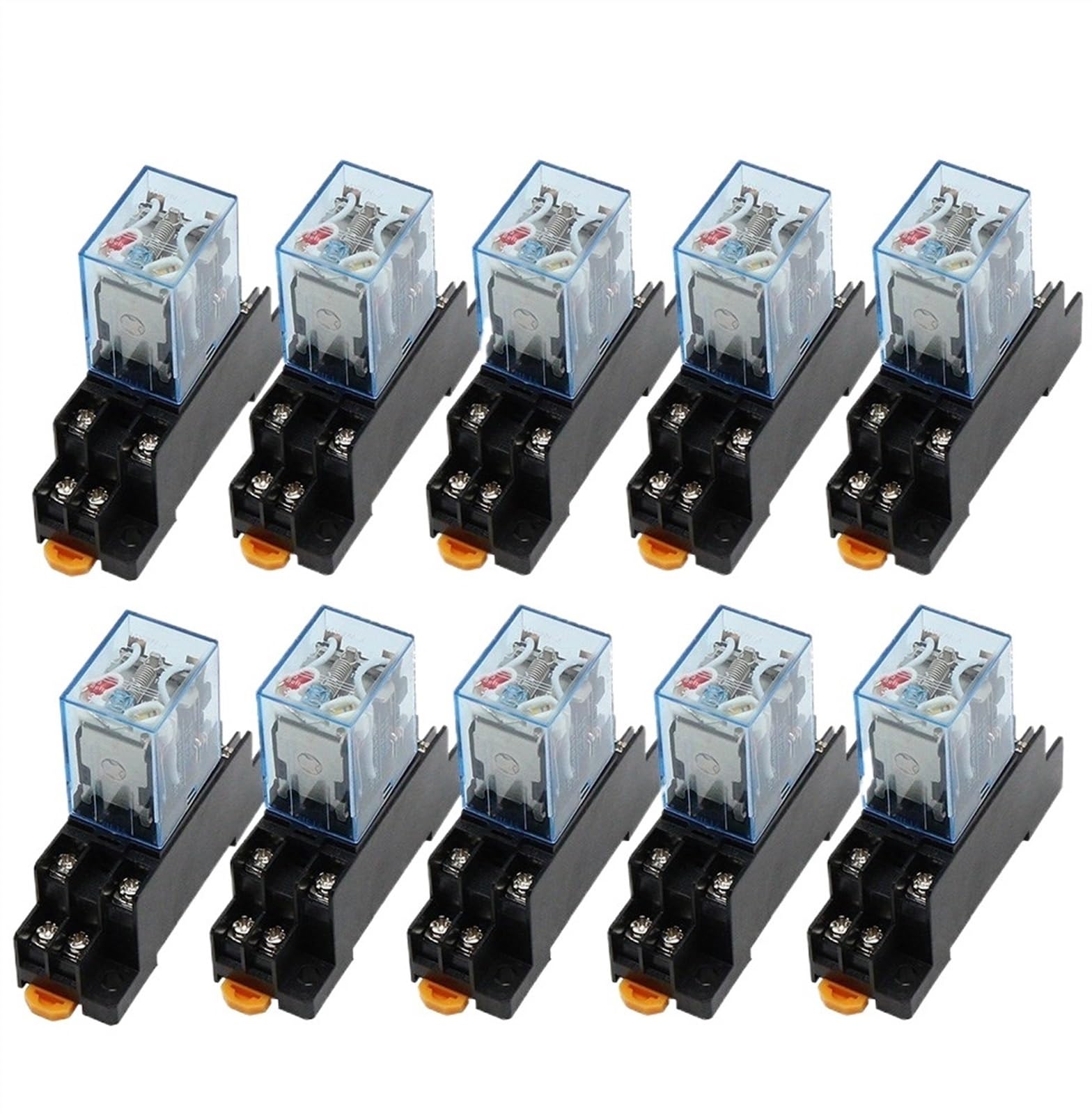 6 juegos/lote relé de potencia electromagnético de bobina MY2NJ con Base de enchufe, 8 pines CC/CA 12V 24V 36V 110V 220V 380V(DC,48V)