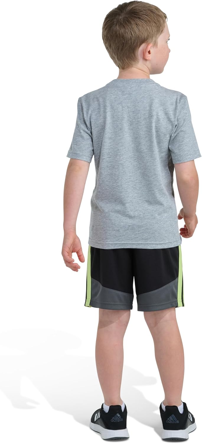 adidas boys Two-Piece Short Sleeve Tee & Elastic Waistband Short Set