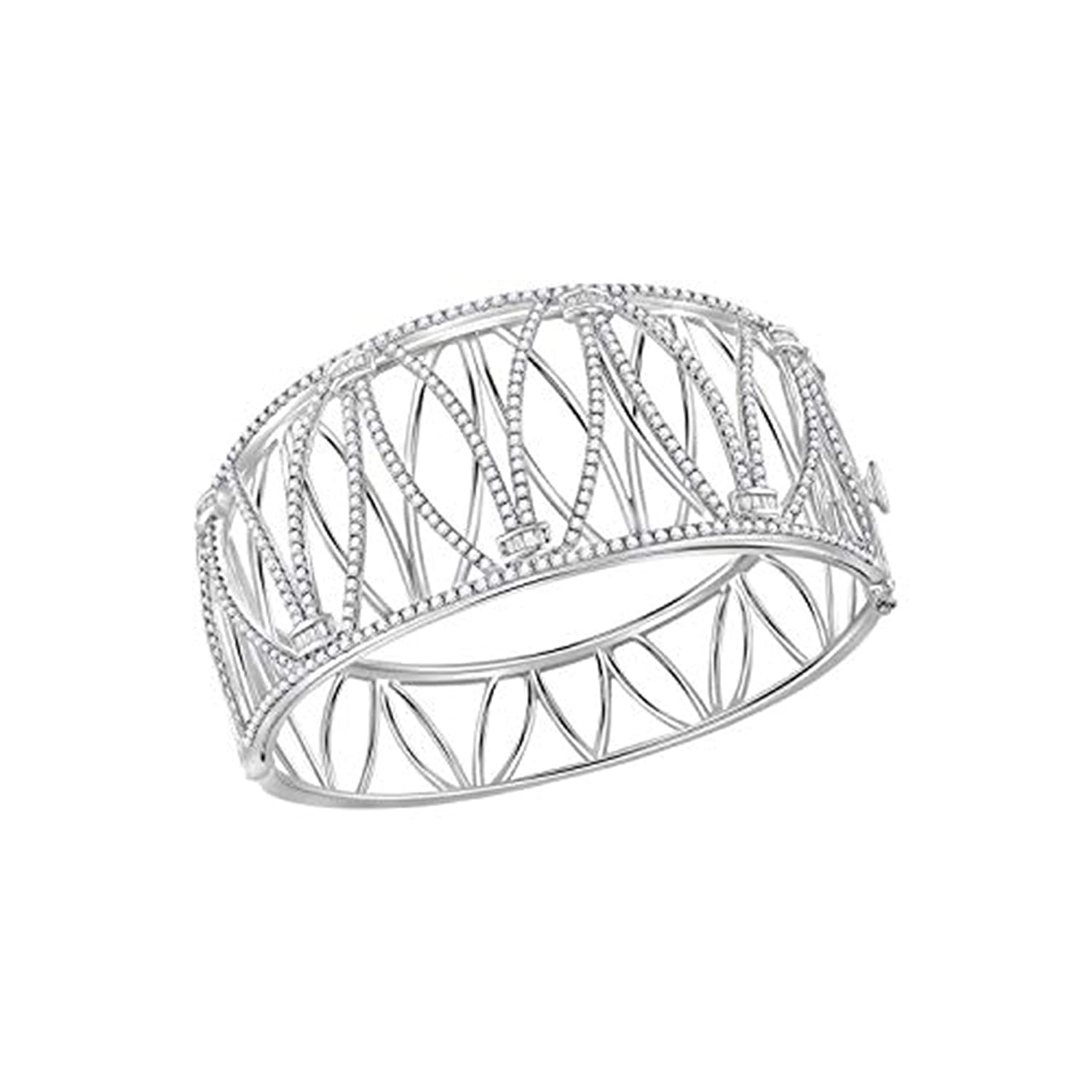 Dazzlingrock Collection 3 41 Carat Round Diamond Open Strand Bangle Bracelets 3-3 8 CT 14K White Gold