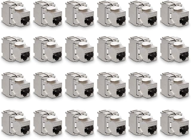 kwmobile Keystone Module Jacks - 24 Piece CAT6A Shielded Keystone Jack RJ45 Cat 6A Ethernet Module 10 Gbit with Shielded Metal Housing