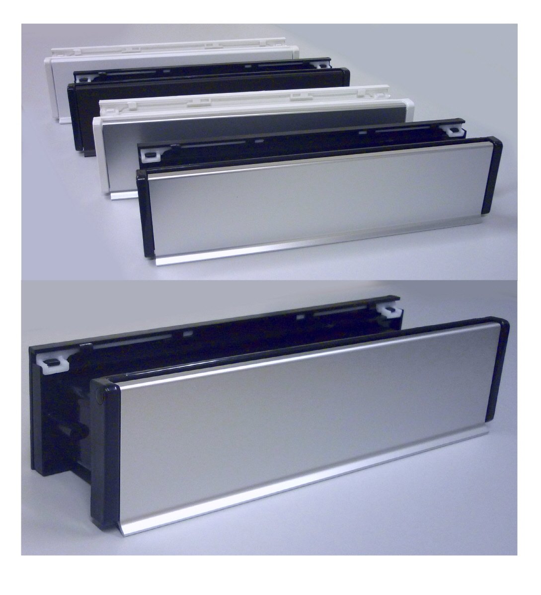Aluminium Briefeinwurf mit Schacht Nr. 2 - 305 x 78 mm, Weiß Lackiert