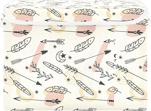 Miniatura 7 de Cubo de almacenamiento tribal esotérico mágico y étnico bohemio étnico místico con tapa, organizador de armario plegable, grandes contenedores de