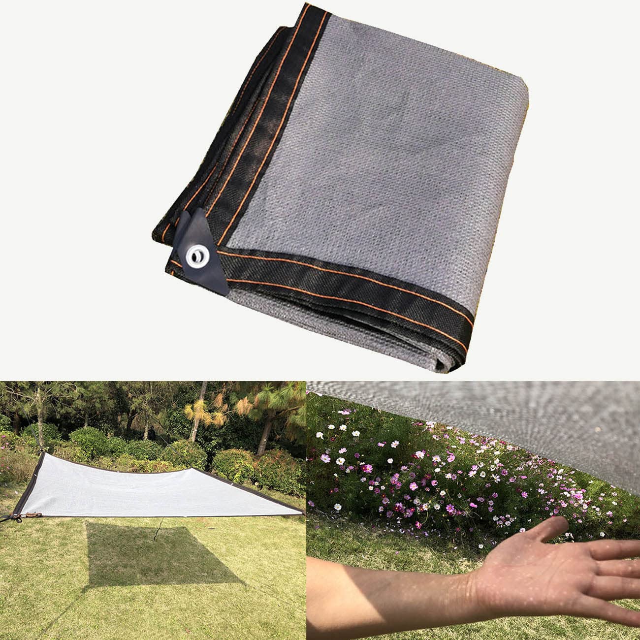 Siatka ogrodowa, 90% ochrona przed promieniowaniem UV, na balkon, do szklarni i patio, bezpieczna ochrona roślin, trwała, szara osłona przeciwsłoneczna, 4 x 8 m