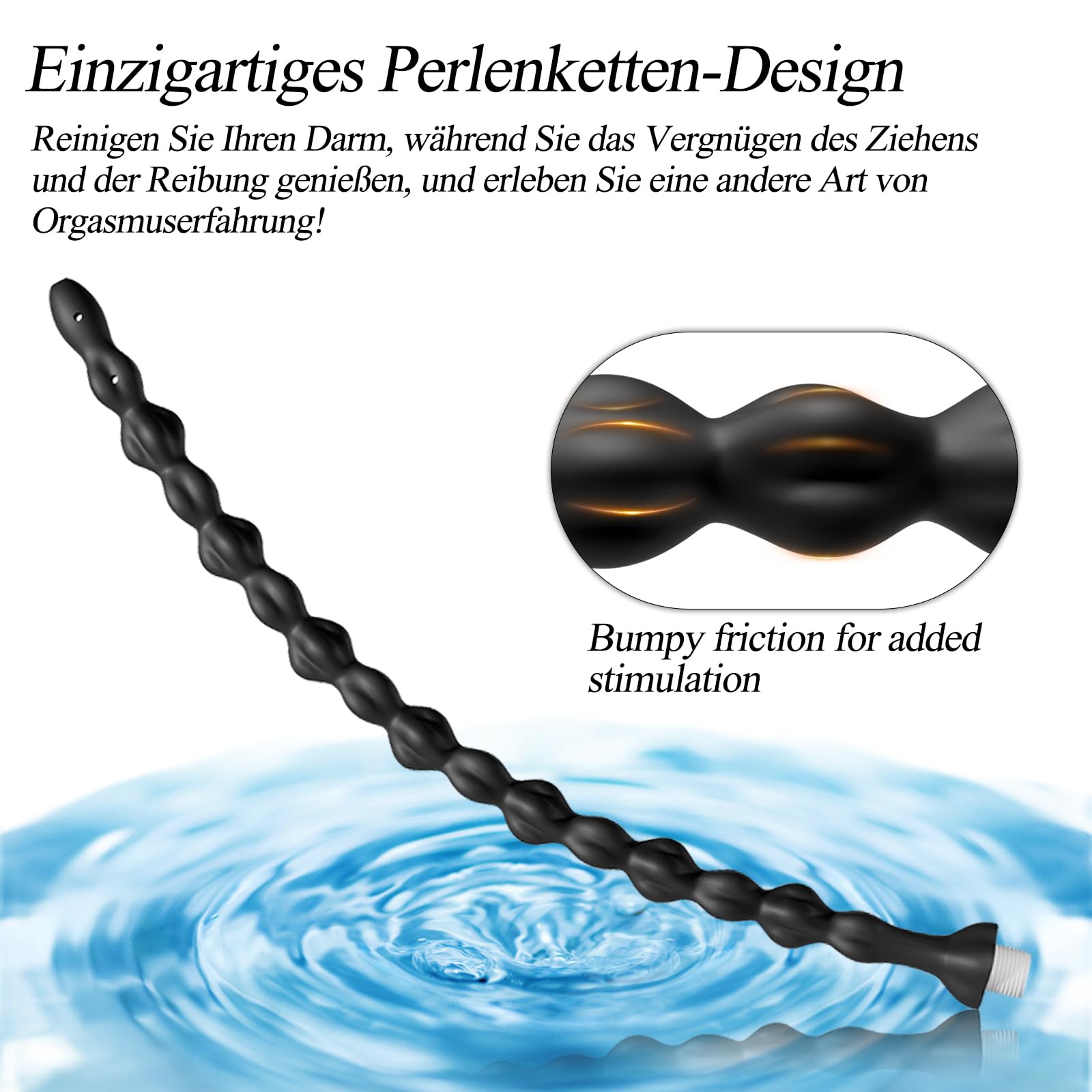 BDSMYEE Douche Anale en Silicone de 51 CM Lavement Anal Perles Nettoyage Intestinal Intime Douche Enema Jouets Sexuels SM pour Femmes Hommes