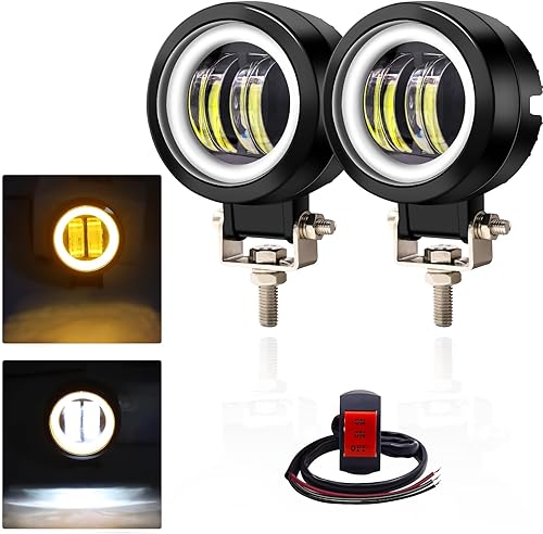 Miniatura 6 de Xuzimaoyi Luz LED para motocicleta, luz antiniebla, luces de conducción de motocicleta, luces de 20 W, luz LED redonda, luz de ojo de ángel LED de 3