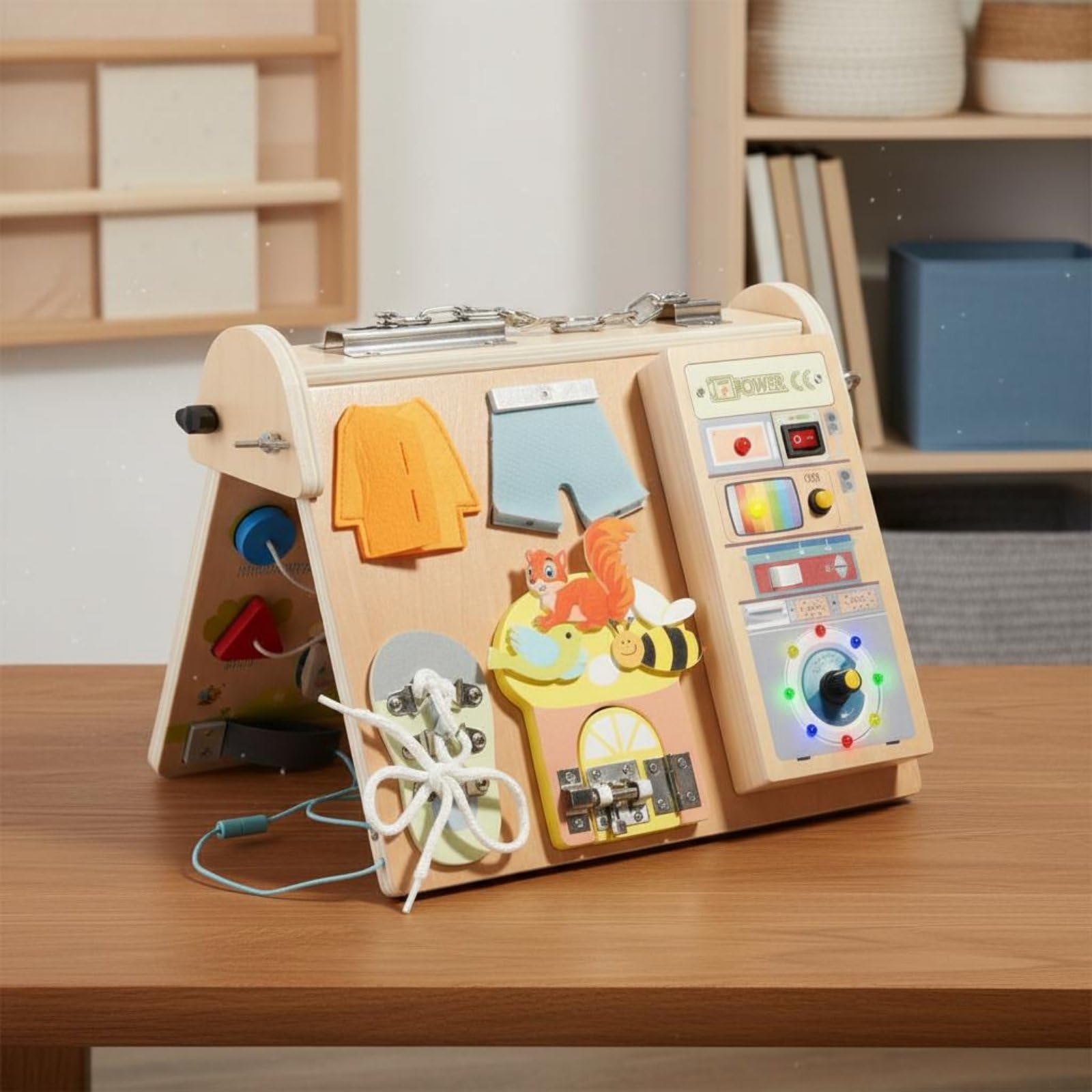 Educational Busy Board lebenspraktische Übungen LED-Busypanel Feinmotorik Multi-Functional Aktivitätsbrett für Kleinkinder, Babys, Zuhause